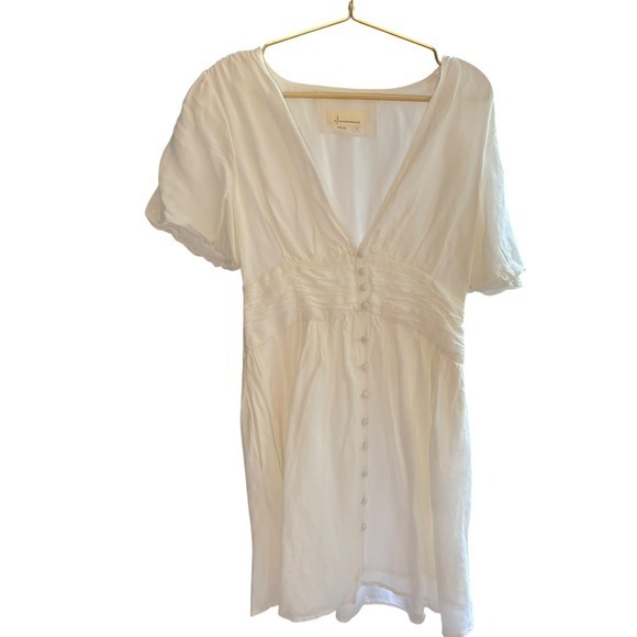 Anthropologie Katrina Button down Front mini White Linen Blend Summer S NWOT - Picture 9 of 11